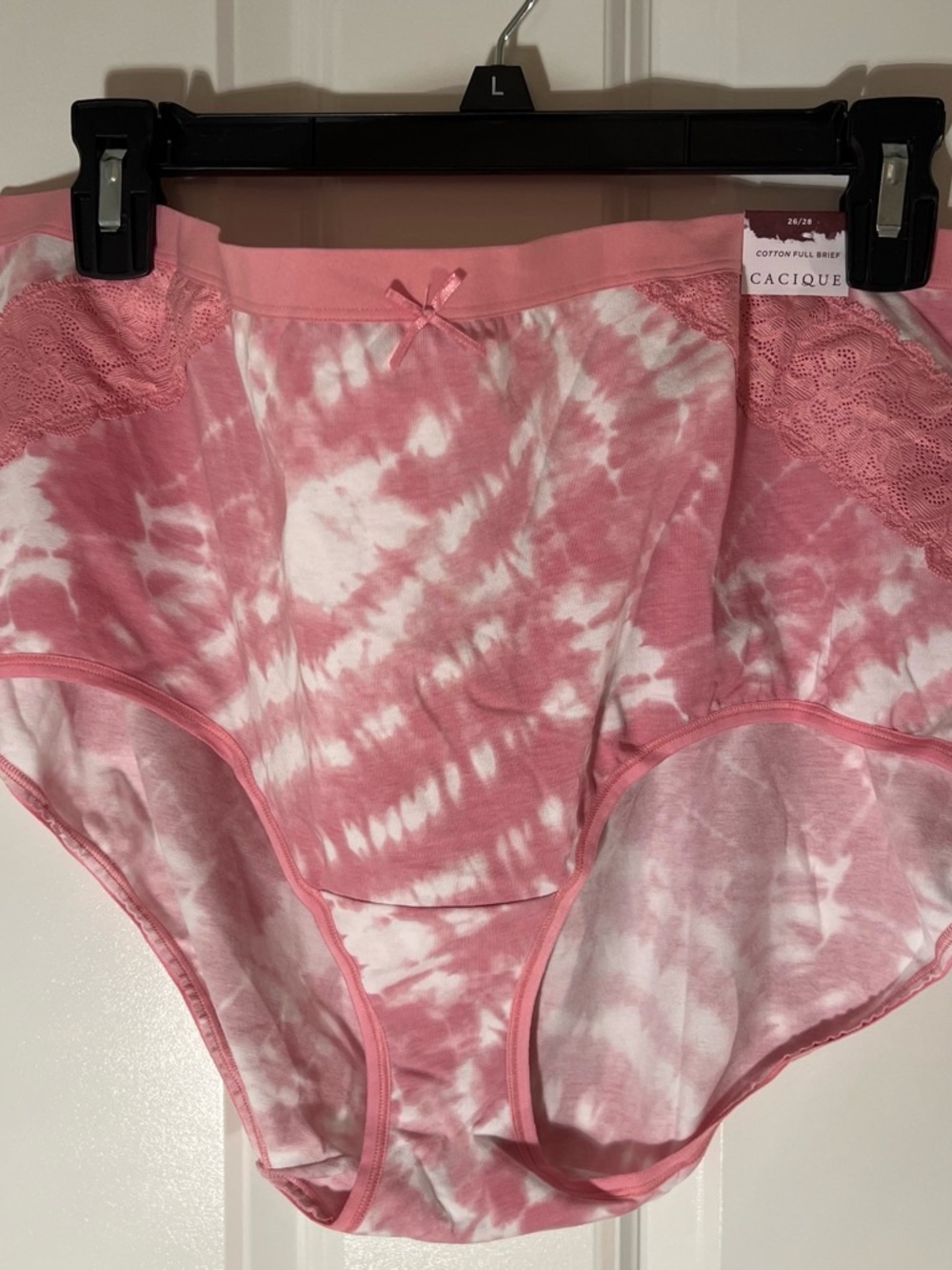 Cacique Pink & White Tie-Dye Cotton Full Brief Size 26/28 New With Tag